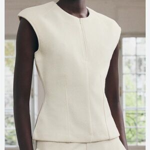Zara Cream Wool Blend Top with zip